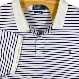 VINTAGE Polo Ralph Lauren Mens Big Tall 3XB Striped Pima Cotton Polo Shirt Pony